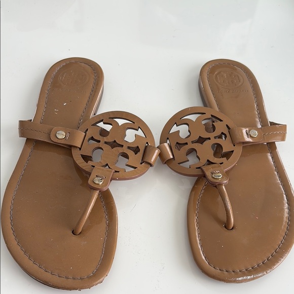 Tory Burch Shoes - Tory Burch Brown Leather Sandals with Silver Hardware